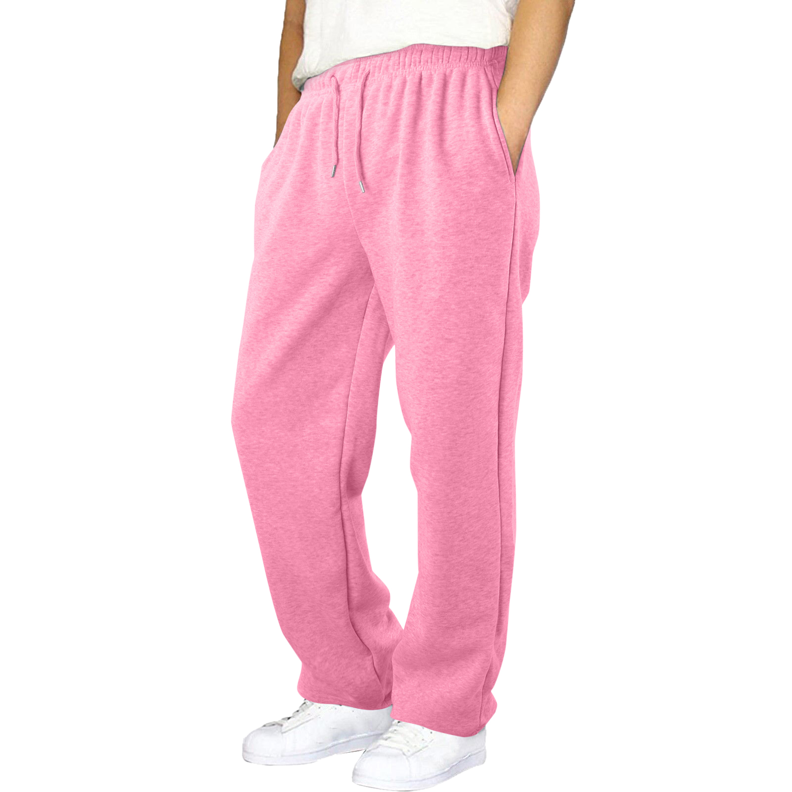 thumbnail image 3 of Pantalones de chándal con forro polar para hombre: pierna recta ancha, cintura alta, bolsillos, poliéster resistente para uso diario/deportivo, tallas US/UK/EU S-XXXL, 3 of 8